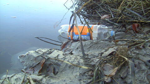 Washed up plastic bottle