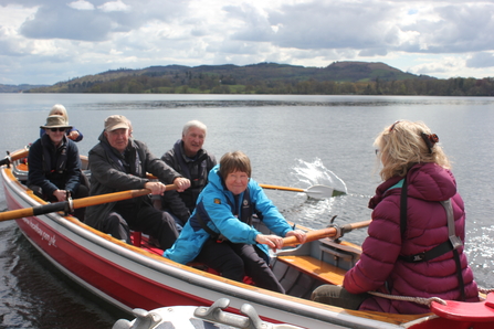 volunteers whale boating on Windermere at Cumbria Wildlife Trust volunteer gathering 2024