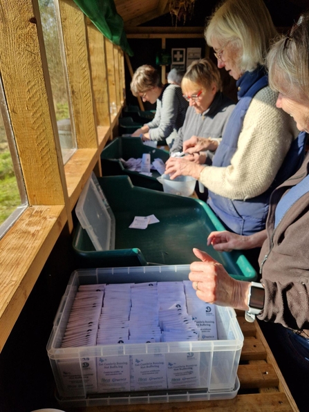 Volunteers in a potting shed