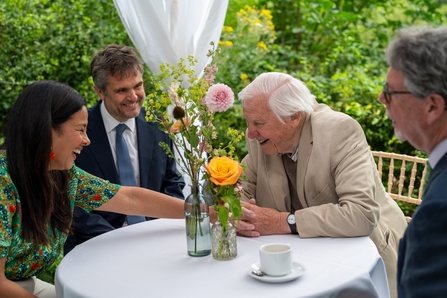 Image of David Attenborough with Liz Bonnin and Craig Bennett